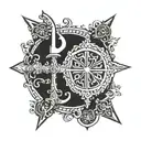 Incorporate a traditional Shia symbol, like the Zulfiqar sword, into a restaurant-themed tattoo design tattoo design idea