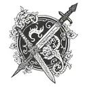 Incorporate a traditional Shia symbol, like the Zulfiqar sword, into a restaurant-themed tattoo design tattoo design idea