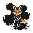 Make me tattoo templates in a simple sketch style for a fox spirit tattoo of Japanese culture in  tattoo design idea