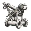 A construction crane lifting a giant dog bone tattoo design idea