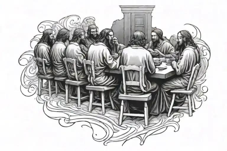 faceless last supper tattoo design idea