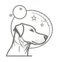 Labrador and a cat with halos above their head looking at the moon tattoo design idea