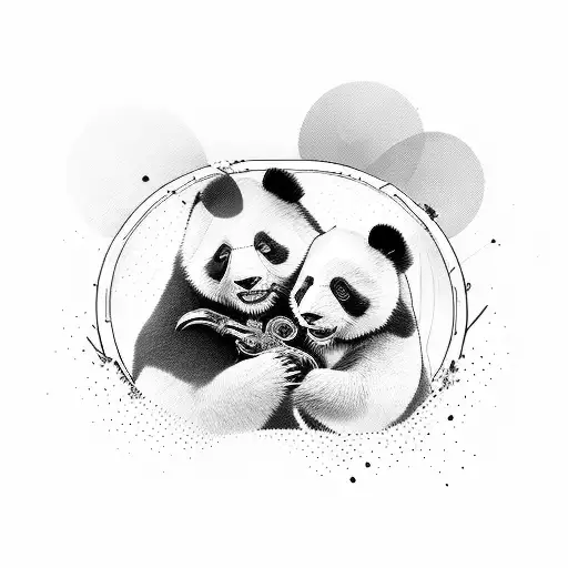 Two pandas wrestling eachother tattoo design idea