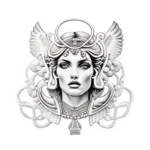 Premium AI Image  Goddess Athena in Black and White Stunning Tattoo Ideas  with Sketching and Dark Art