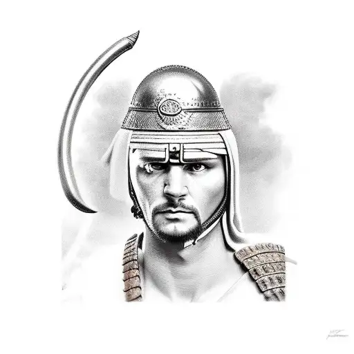 Roman soldier battle tattoo design idea