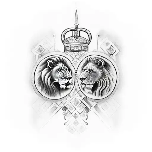 lion and Roman soldier battle tattoo design idea