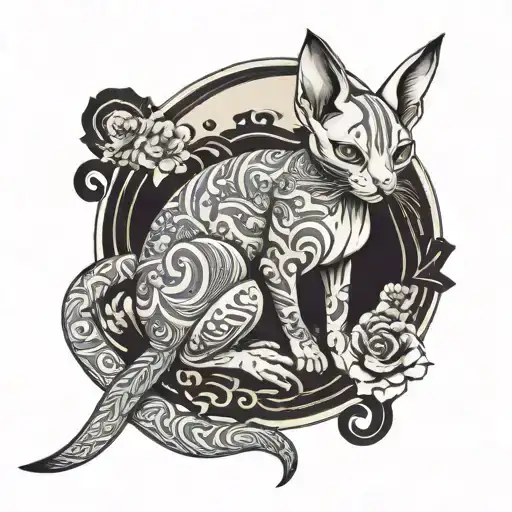 Sphinx Cat full body tattoo design idea