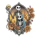 jack skellington and sally on the graveyard hill tattoo design idea