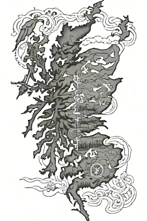 full sleeve tattoo inspired by scotland, include elements from the film braveheart, map of scotland & buchanan tartan  tattoo design idea