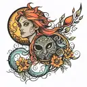 tangled sun setting tattoo design idea