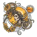 tangled sun setting tattoo design idea