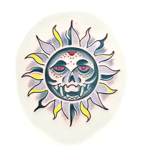 sun and cookie tattoo design idea