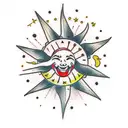 sun and cookie tattoo design idea