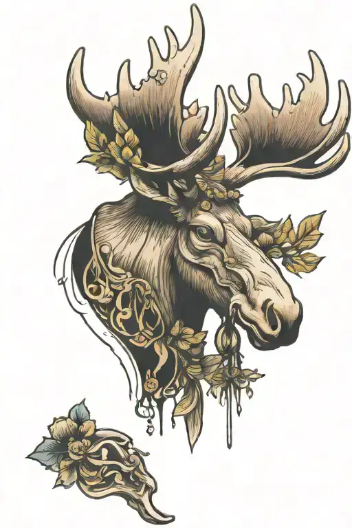 moose antlers tattoo design idea
