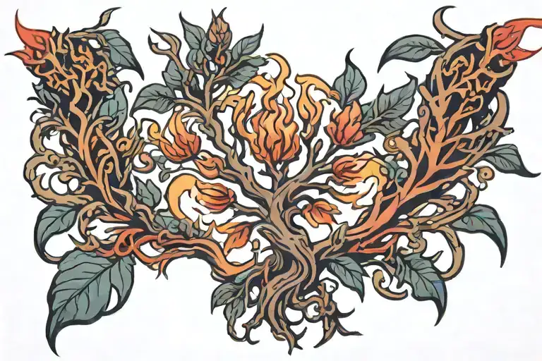 burning bush, Moses, parting red se  tattoo design idea