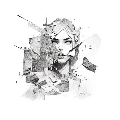 broken mirror, fragments tattoo design idea