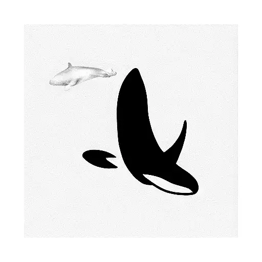 orca with blue whale tattoo design idea
