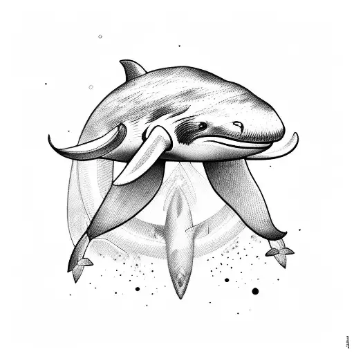 orca and blue whale tattoo design idea