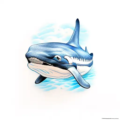 orca with blue whale tattoo design idea
