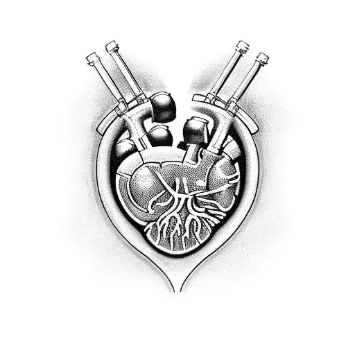 Combine a detailed anatomical heart with a barbell and a basketball to represent your passion for sports and gym workouts tattoo design idea