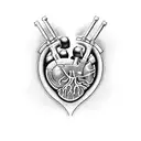 Combine a detailed anatomical heart with a barbell and a basketball to represent your passion for sports and gym workouts tattoo design idea