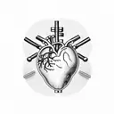 Combine a detailed anatomical heart with a barbell and a basketball to represent your passion for sports and gym workouts tattoo design idea