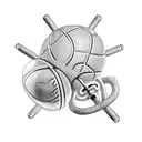 Combine a detailed anatomical heart with a barbell and a basketball to represent your passion for sports and gym workouts tattoo design idea