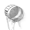 burning old school microphone  tattoo design idea