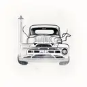 Route 66 sign with old time gas pump and a classic ford truck with a classic motorcycle tattoo design idea