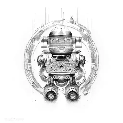 robotic cosmic Engineering motorsport tattoo design idea