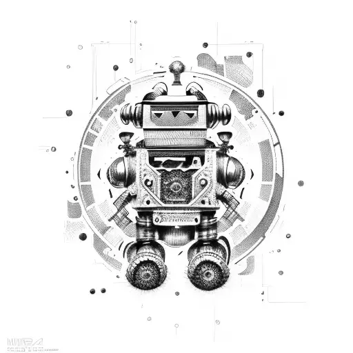 robotic cosmic Engineering motorsport tattoo design idea