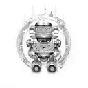 robotic cosmic Engineering motorsport tattoo design idea