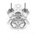 robotic cosmic Engineering motorsport tattoo design idea