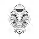 robotic cosmic Engineering motorsport tattoo design idea