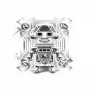 robotic cosmic Engineering motorsport tattoo design idea