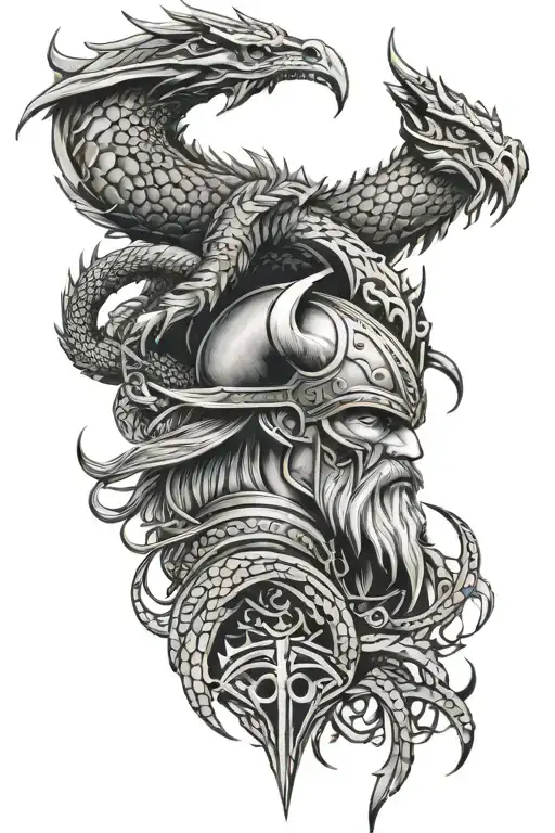 viking that slays a dragon tattoo tattoo design idea