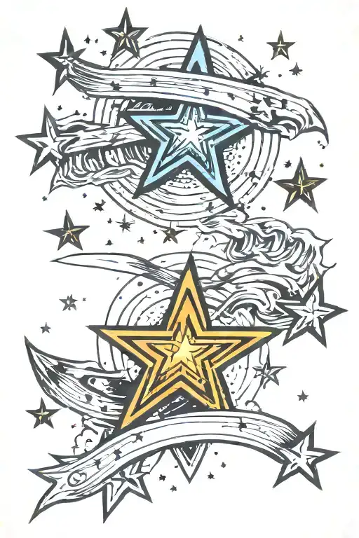 Stars Meteors tattoo design idea