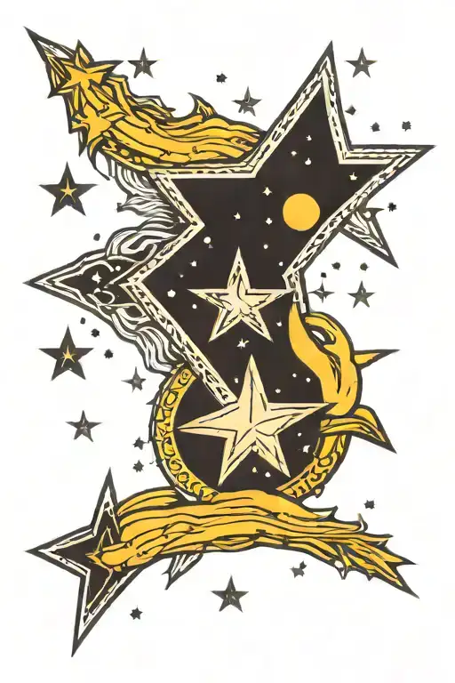 Stars Meteors tattoo design idea