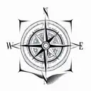 compass with mountains and ocean tattoo design idea