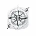 compass with mountains and ocean tattoo design idea