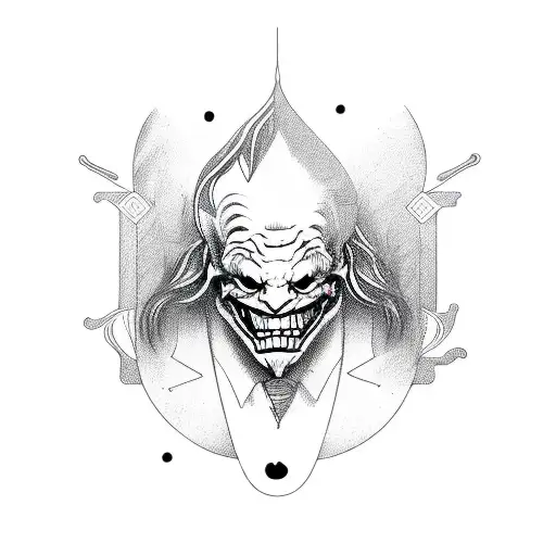 psychedelic deck joker tattoo design idea