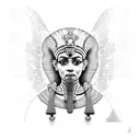 black and white psychedelic egyptian tattoo design idea