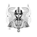 black and white psychedelic egyptian tattoo design idea