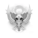 black and white psychedelic egyptian tattoo design idea