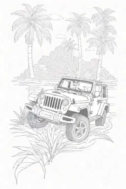 "everyone wants to save the world, we just can't agree how" with jeep wrangler and white Lilly's  tattoo design idea