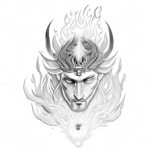 zesus carrying a flaming world tattoo design idea