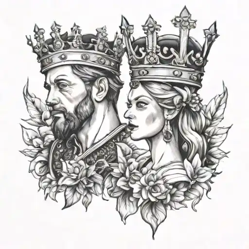 crowns king and queen  tattoo design idea