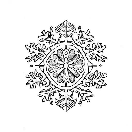 daisy mixed with 4 leaf clover, snowflakes and taurus constellation  tattoo design idea