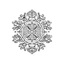 daisy mixed with 4 leaf clover, snowflakes and taurus constellation  tattoo design idea