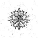 daisy mixed with 4 leaf clover, snowflakes and taurus constellation  tattoo design idea